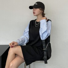 Solid Sleeveless Jumper Dress Without Blouse | SHEIN