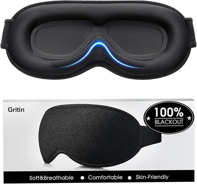 Gritin 100% Blackout Sleep Eye Mask for Women Men, Zero Pressure Sleep Mask | Ergonomic Design 3D... | Amazon (US)