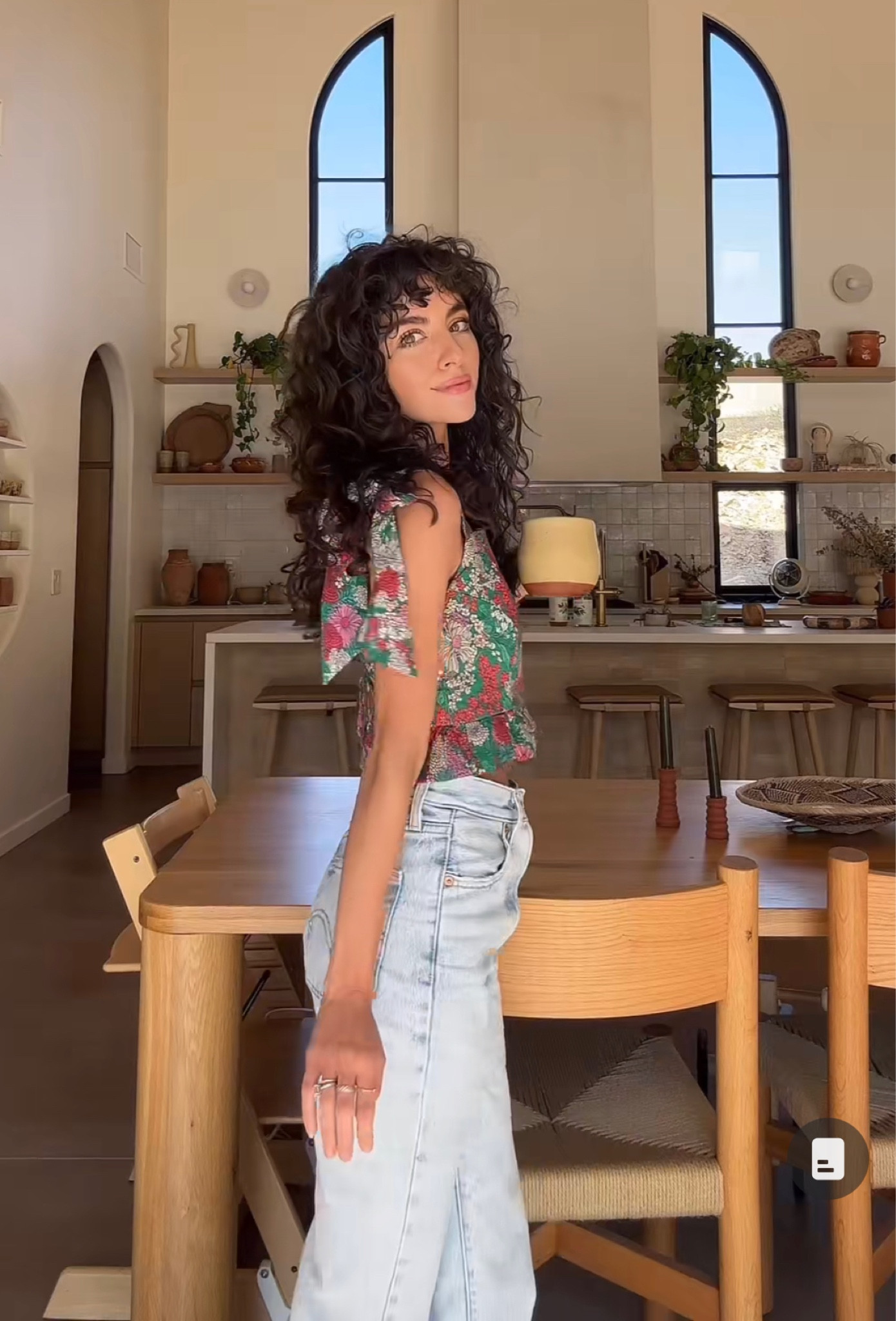 Colorful ruffle top with bow ties at shoulders - classics high rise Levi’s - easy summer outfits - casual summer outfit inspo 

#LTKSeasonal #LTKstyletip