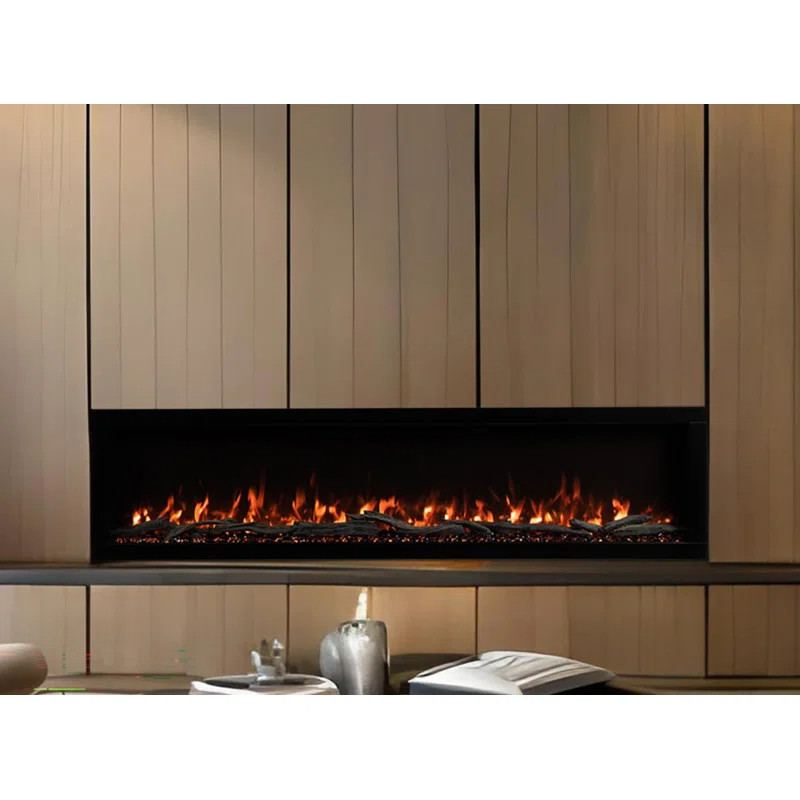 Highmark 84" Recessed or Wall Mounted Electric Fireplace Heater, 10 Flame Colors, Google & Alexa ... | Wayfair North America