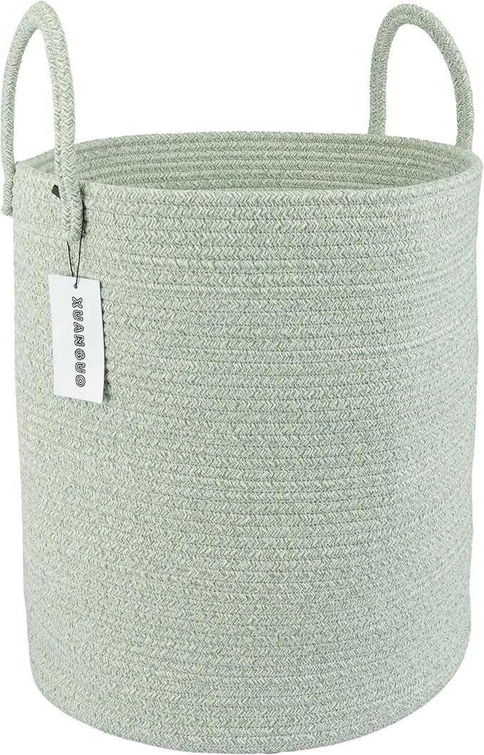 XUANGUO Cotton Rope Laundry Basket Hamper for Clothes Woven Storage Basket for Living Room Bedroo... | Amazon (US)