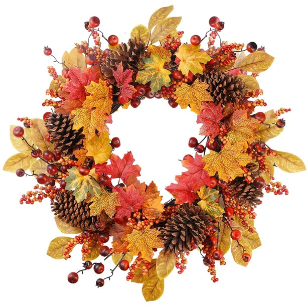 Fall Wreaths for Front Door Outside, 24” Artificial Wreath for Wall Window Wedding Party Decor ... | Walmart (US)