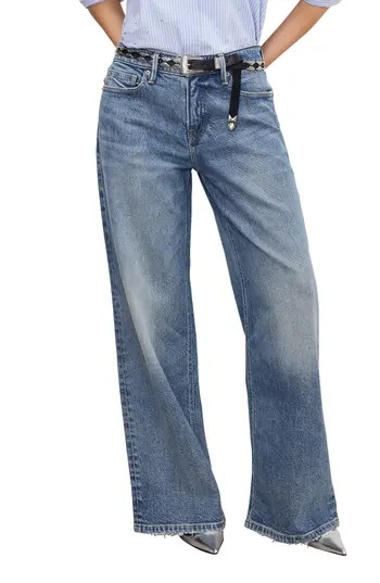 Good American Good Ease Relaxed Wide Leg Jeans in Indigo575 at Nordstrom Rack, Size 6 | Nordstrom Rack