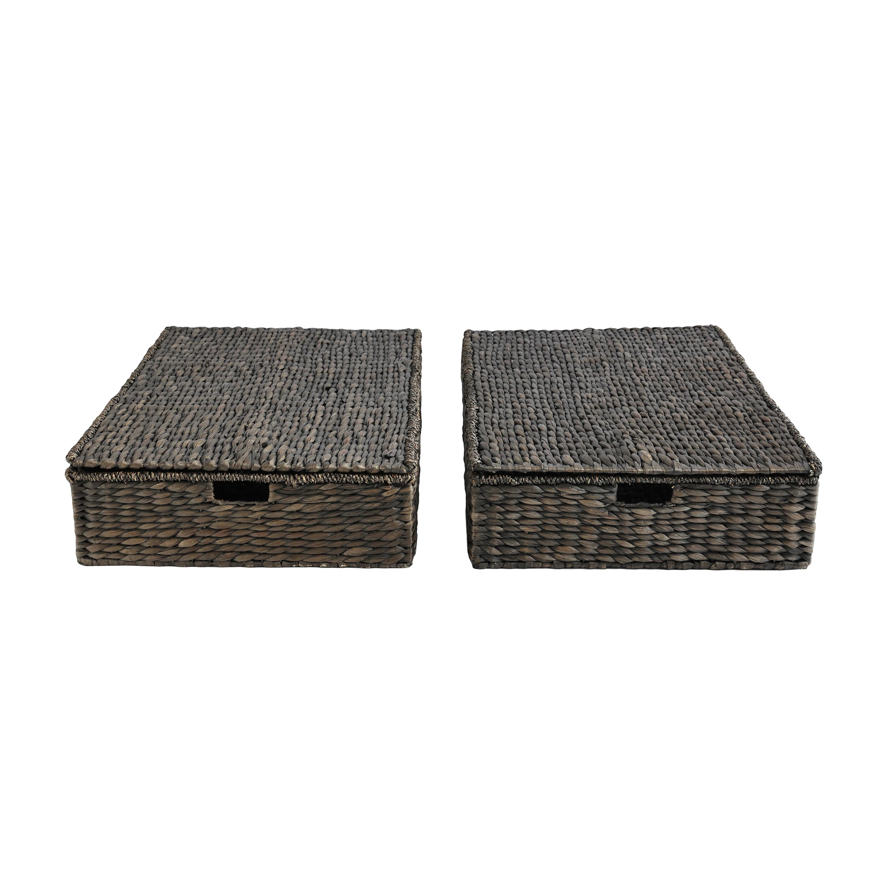 Holden 30'' Classic Costal Hand-Woven Hyacinth Wicker Under Bed Storage Basket with Lid (Set of 2... | Wayfair North America