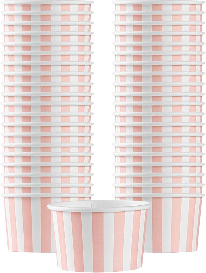 Coppetta 3-Ounce Dessert Cups, 200 Disposable Ice Cream Cups - Lids Sold Separately, Striped, Pin... | Amazon (US)