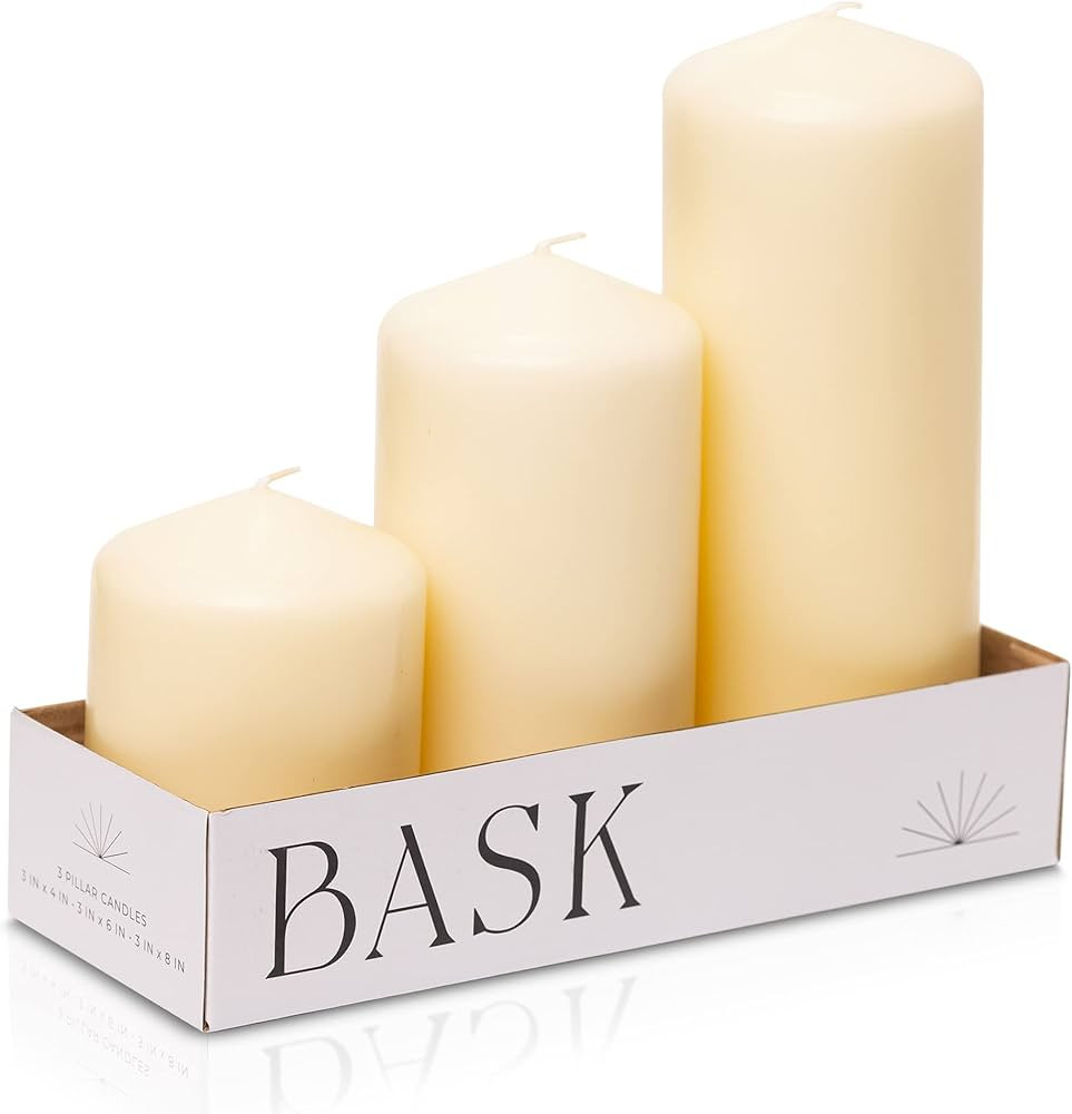 Cone Top Pillar Candles - Elegant Ivory Candles - Set of 3 Ivory Pillar Candles - 3"x4", 3"x6", a... | Amazon (US)