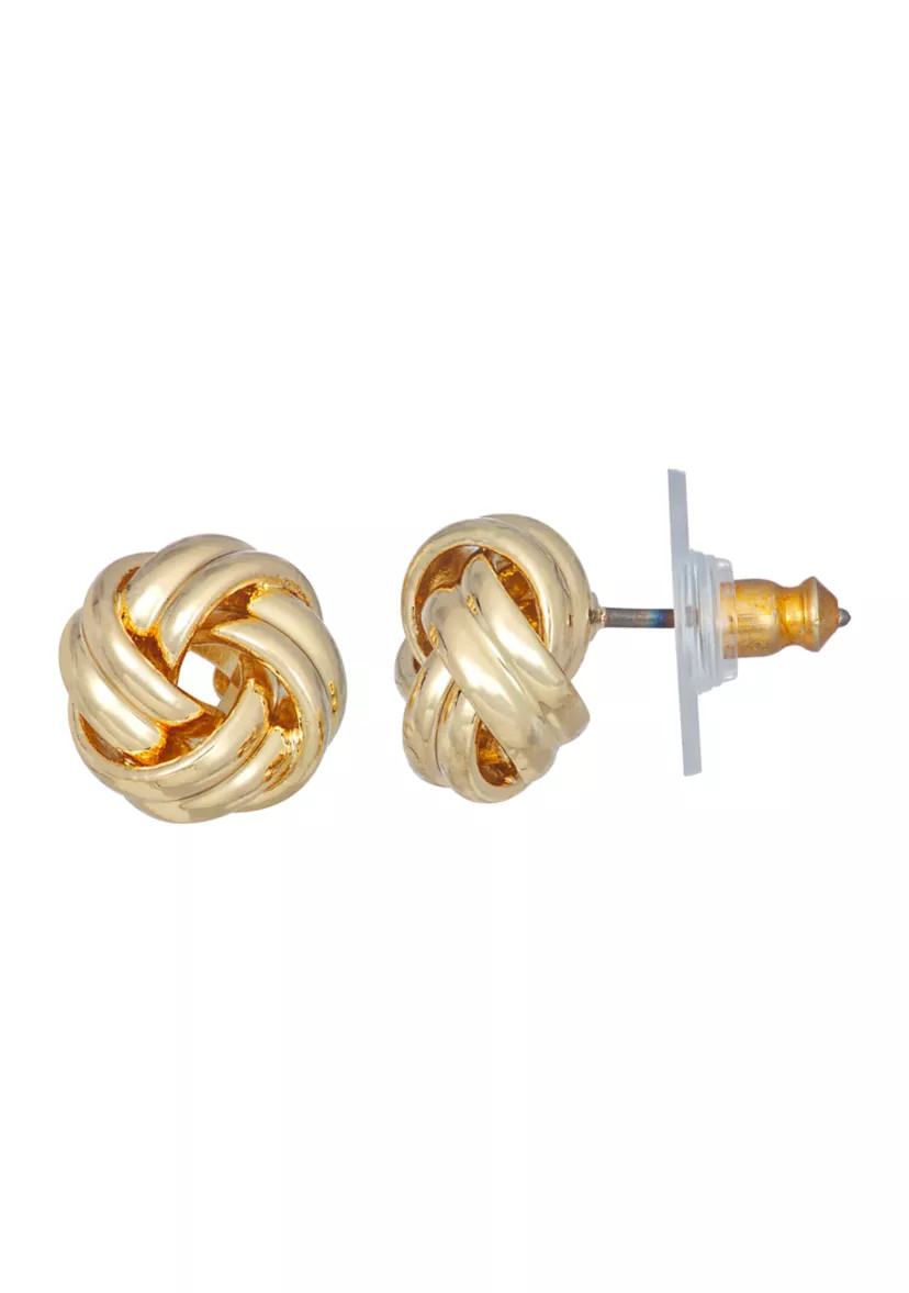 Gold Tone 10 Millimeter  Knot Stud Earrings | Belk