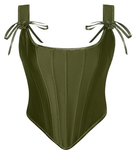 Scarlet Darkness Renaissance Corset Women Sleeveless Bustier Tops for Summer Olive Green Size 16 | Amazon (US)