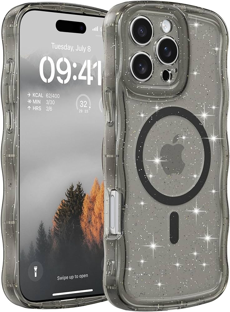 FABSPARK Case for iPhone 16 Pro Max,Compatible with MagSafe,Magnetic Clear Curly Wavy Frame Wave ... | Amazon (CA)