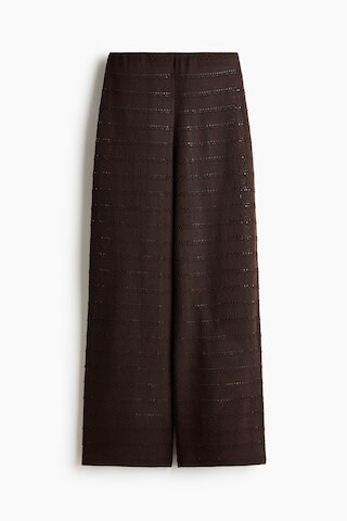 H & M - Wide-Leg Textured-Knit Pants - Dark Brown | H&M (US + CA)