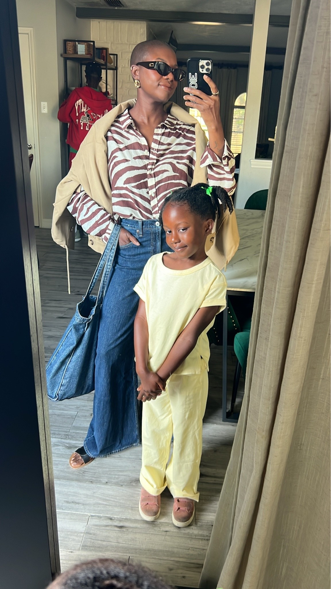 Brown zebra print button up shirt, dark wide leg jeans, Blake sandals and cropped trench. My daughter has a yellow set that is so comfy.

#LTKxAbercrombie #LTKootd #LTKdayinmylife