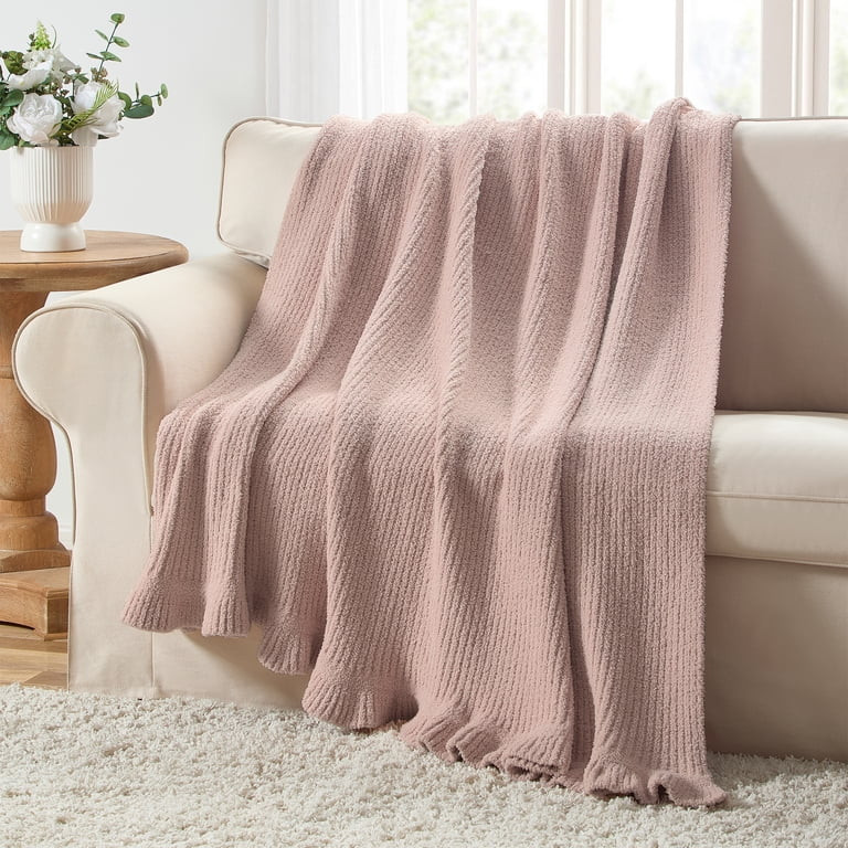 My Texas House Pink 60" x 70" Rib Knit Ruffle Throw Blanket | Walmart (US)