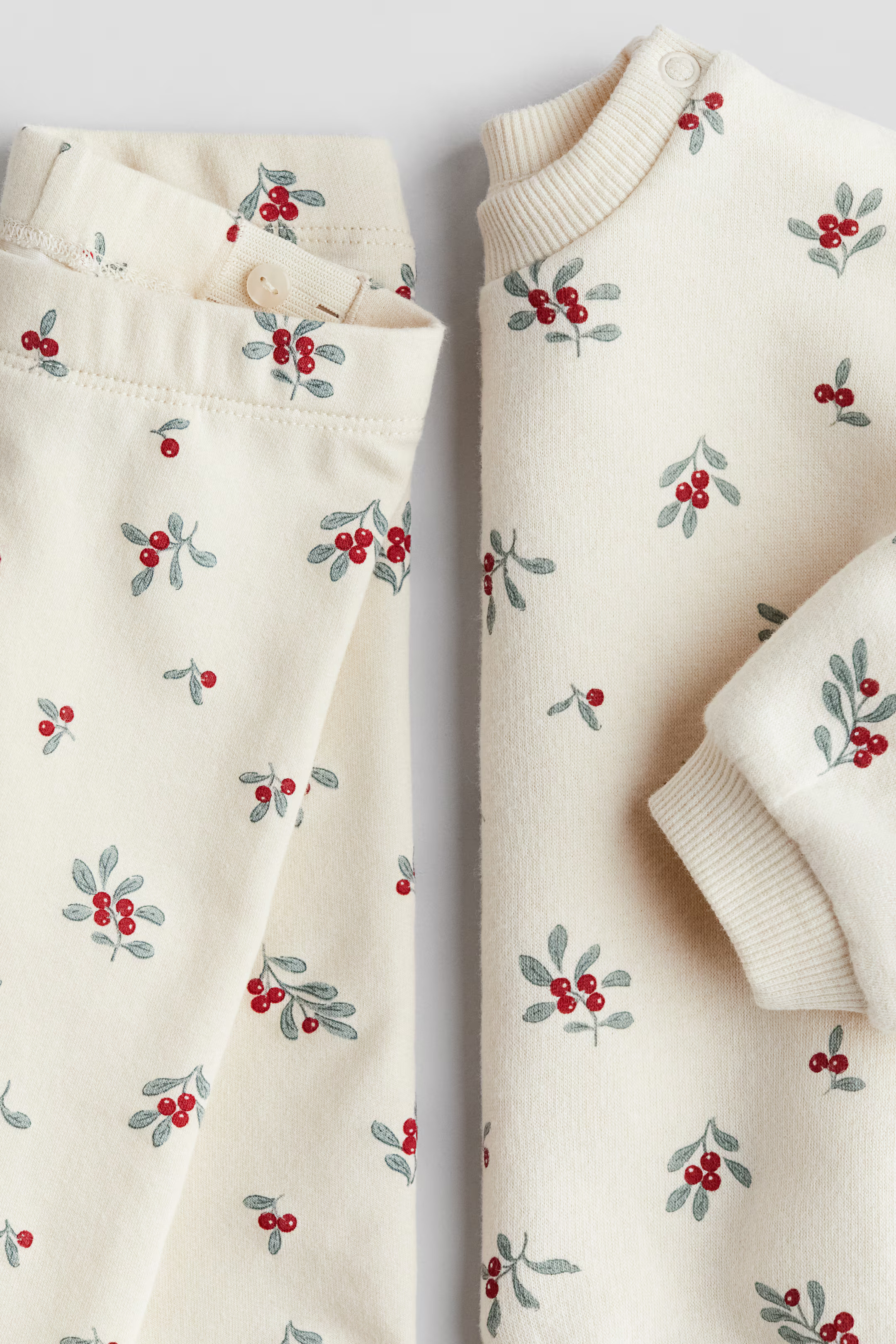 2-piece Sweatshirt and Leggings Set - Cream/berries - Kids | H&M US | H&M (US + CA)