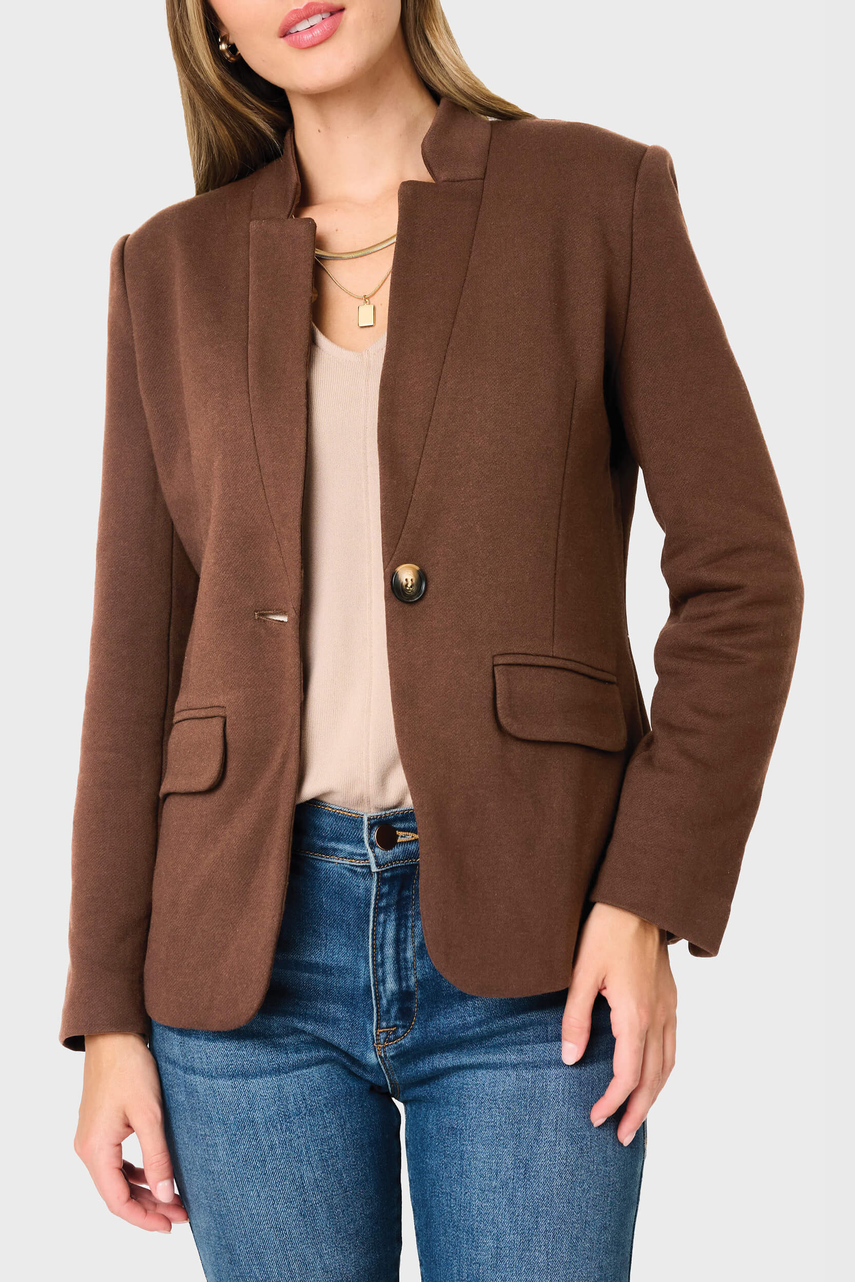 Notch Collar Blazer in Tuscan Saddle | Gibsonlook | Gibsonlook