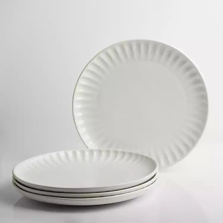 White Petals Ceramic Dinner Plates, Set of 4 | Kirkland's Home