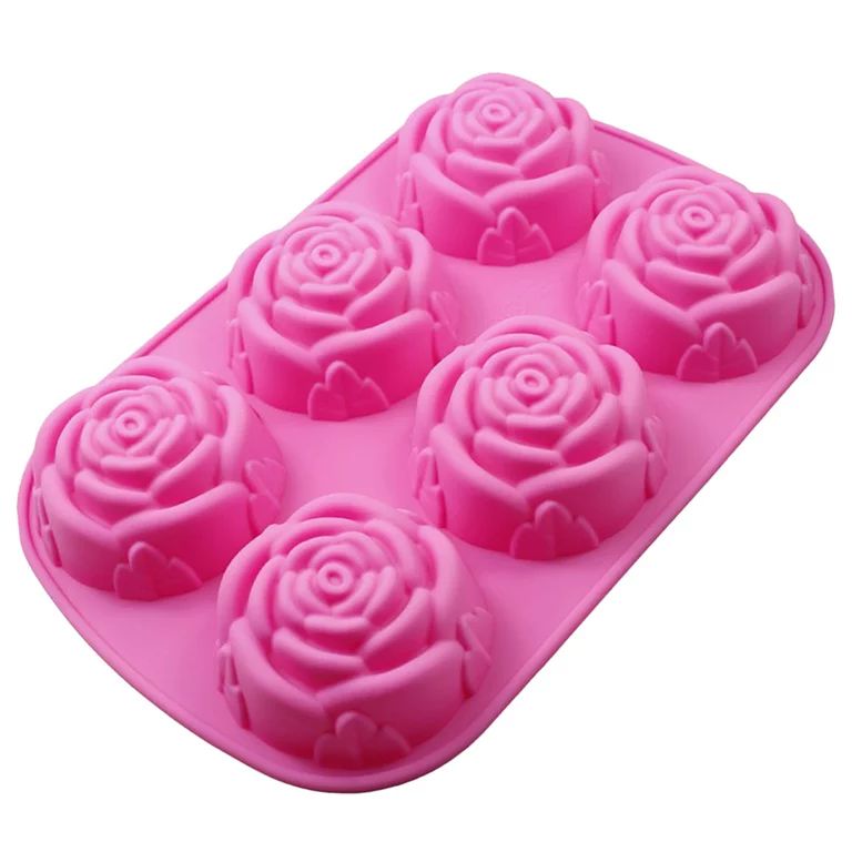 Cake Mold 3D Reusable 6-Cavity Non-stick Rose Flower Shape Fondant Mould for Kitchen | Walmart (US)
