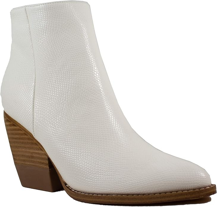 ARiderGirl Women's bootie Kathy Tall Stacked Heel Ankle Boots With Side Zipper Booties | Amazon (US)