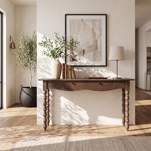 Christopher Knight Home Alma Narrow Console Table with 2 Curved Storage Drawers & Shelf, Rubber W... | Amazon (US)