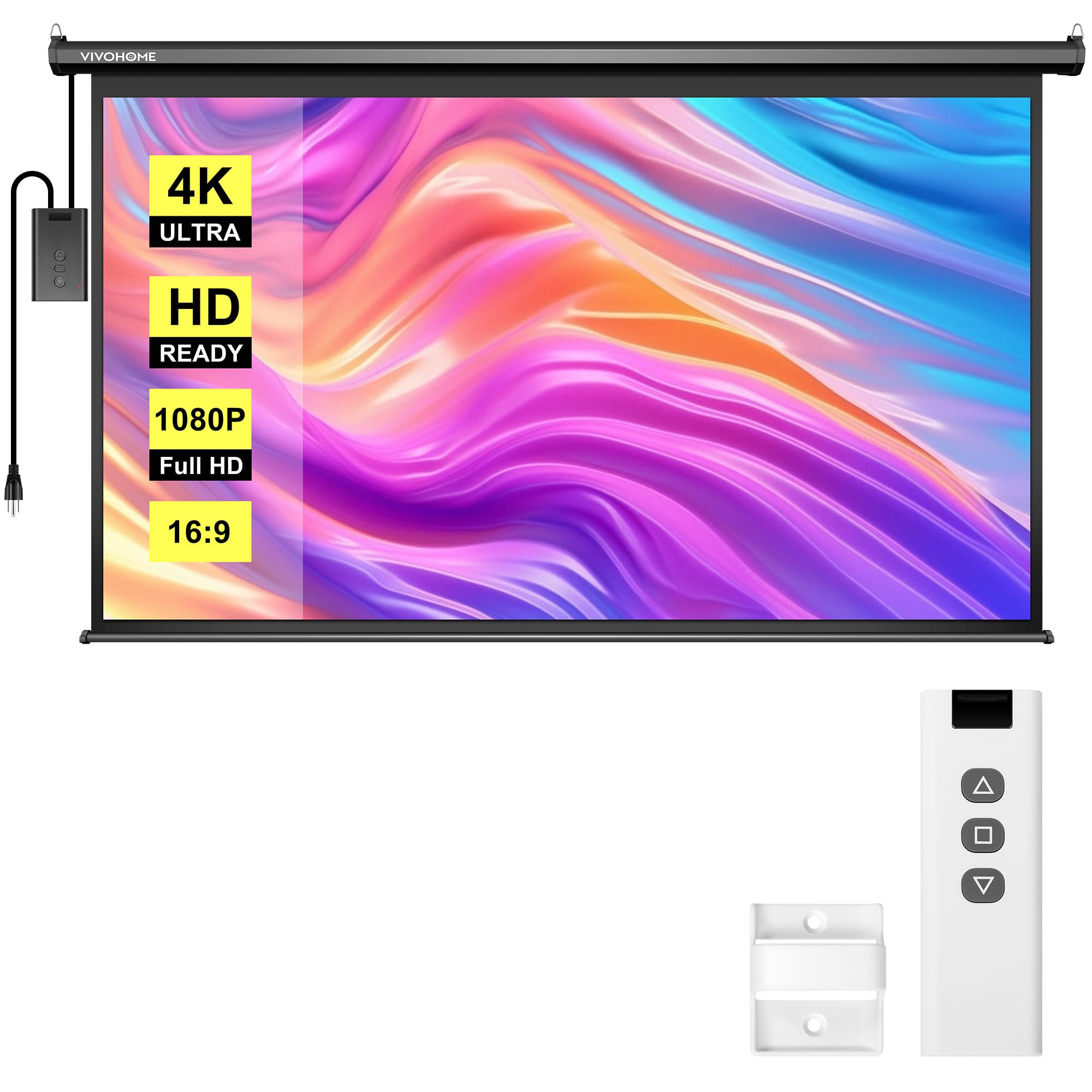VIVOHOME Motorized Projector Screen with Remote, 16:9 84 Inch Auto Electric Projection Screen, HD... | Amazon (US)