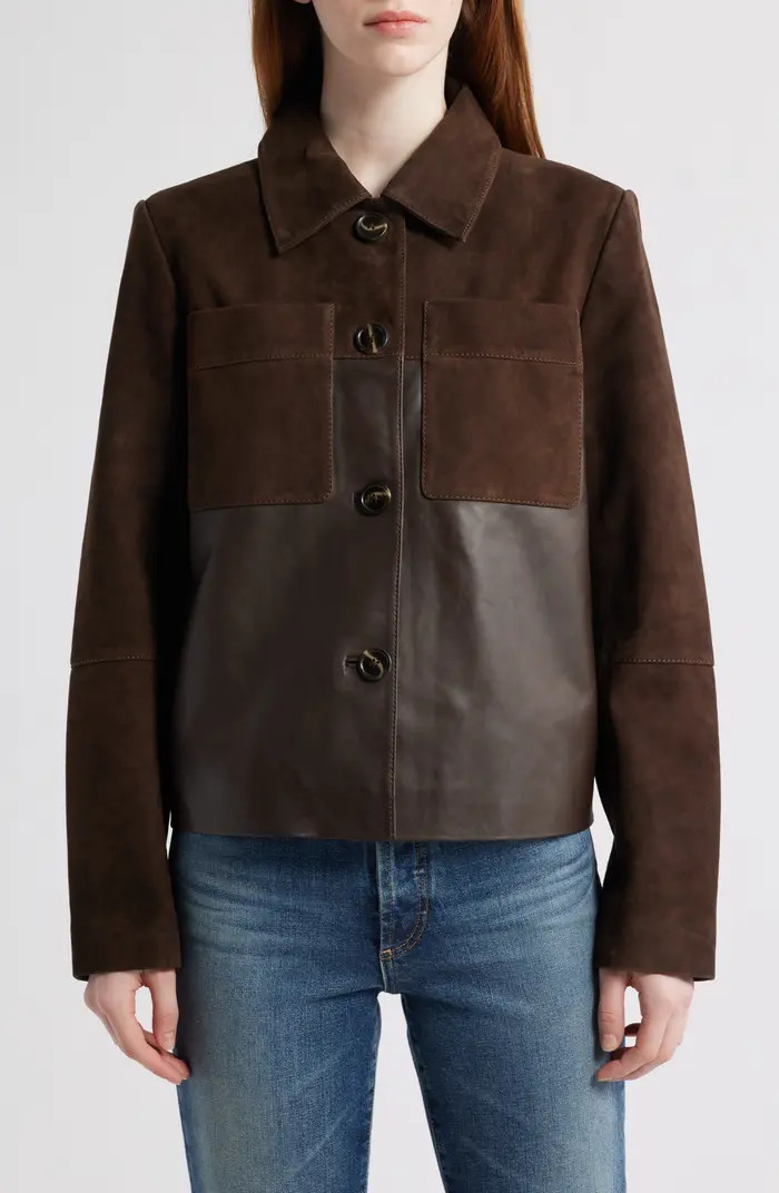 Short Suede & Leather Jacket | Nordstrom