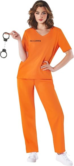 fun shack Prisoner Costume Woman, Womens Prisoner Costume, Women's Inmate Costume Women, Jail Cos... | Amazon (US)