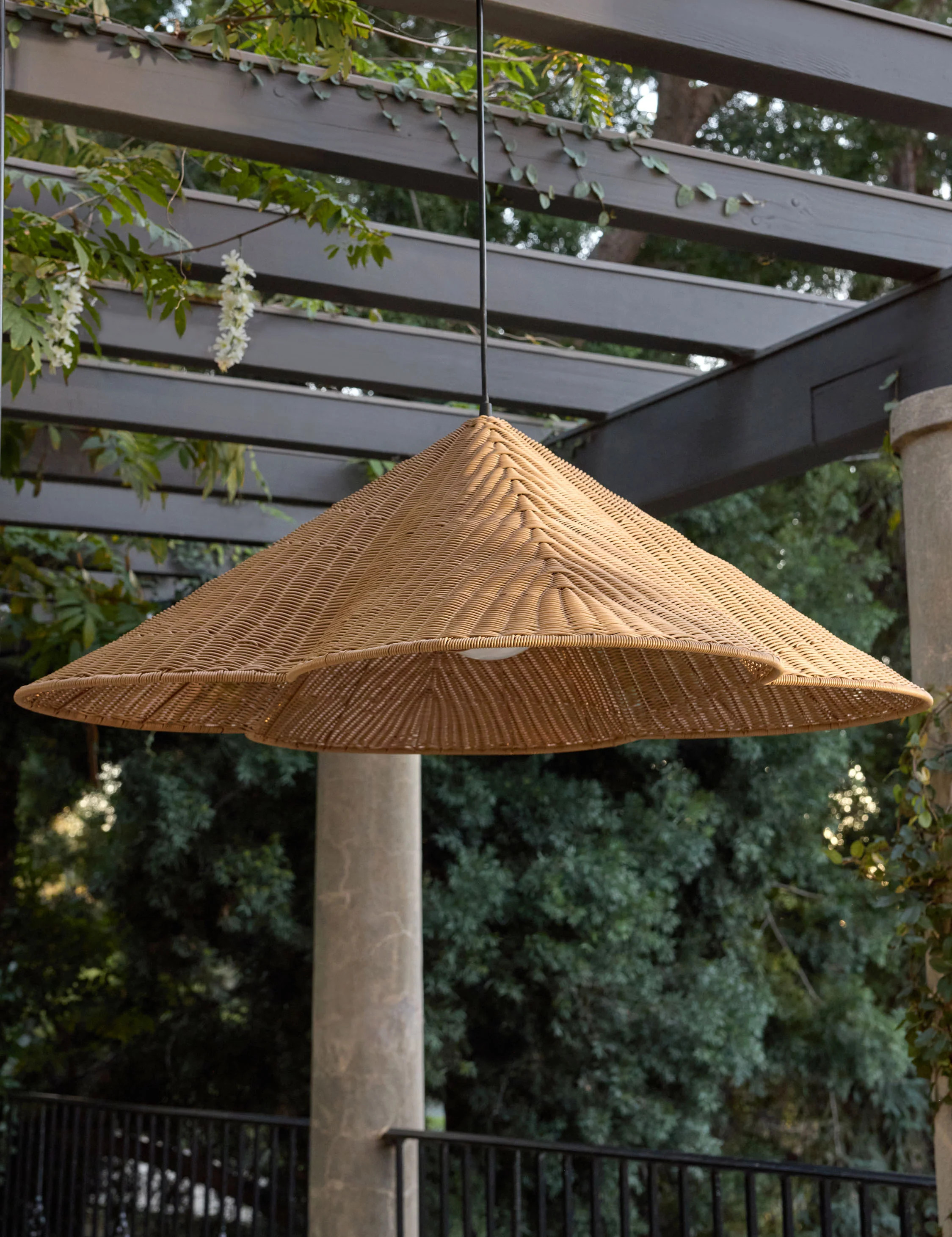 Kalani Outdoor Pendant Light, Natural, 42"Dia | Lulu and Georgia 