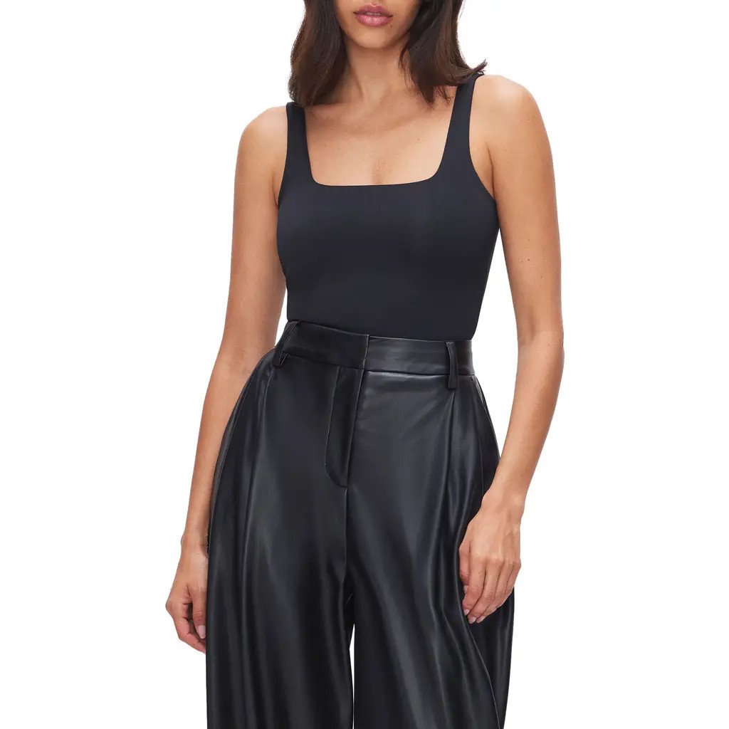 Good American Sculpting Modern Tank Bodysuit in Black001 at Nordstrom, Size Medium | Nordstrom