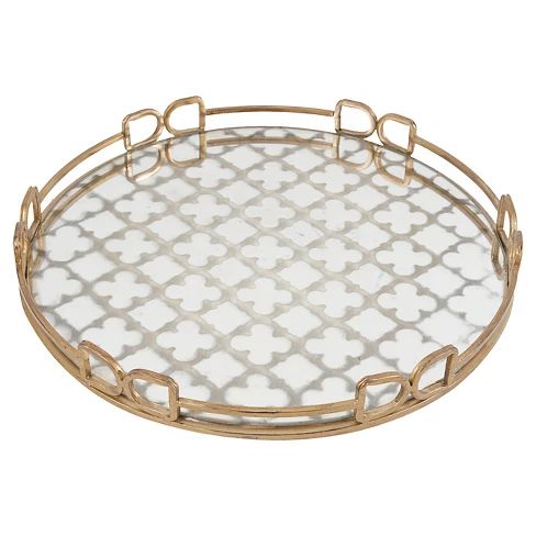 Mirrored Decorative Tray with Quatrefoil Design - Gold | Target
