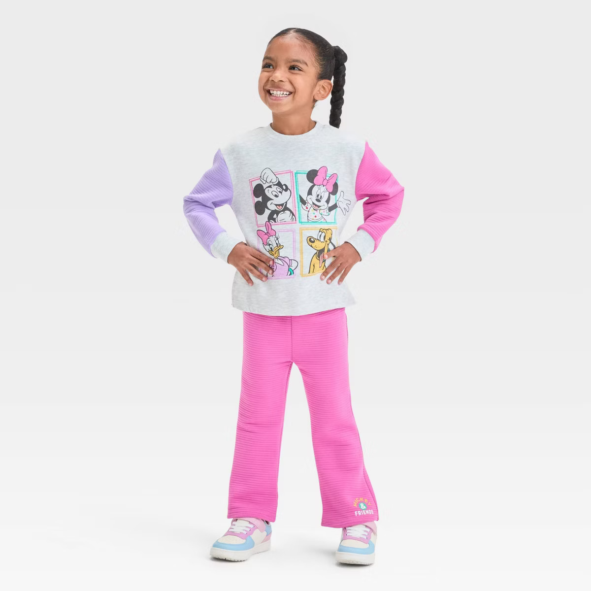 Toddler Girls' 2pc Disney Minnie Mouse & Friends Fleece Pullover Top and Ribbed Pants Set - Pink | Target