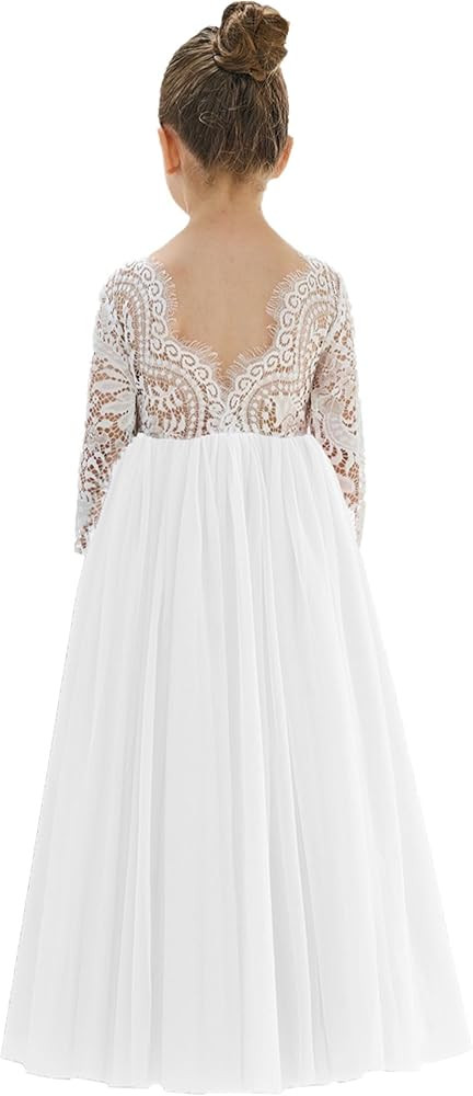 2Bunnies Girl Peony Lace Back A-Line Straight Tutu Tulle Party Flower Girl Dress | Amazon (US)