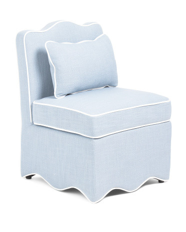 25x33 Scalloped Trim Accent Chair With Lumbar Pillow | TJ Maxx