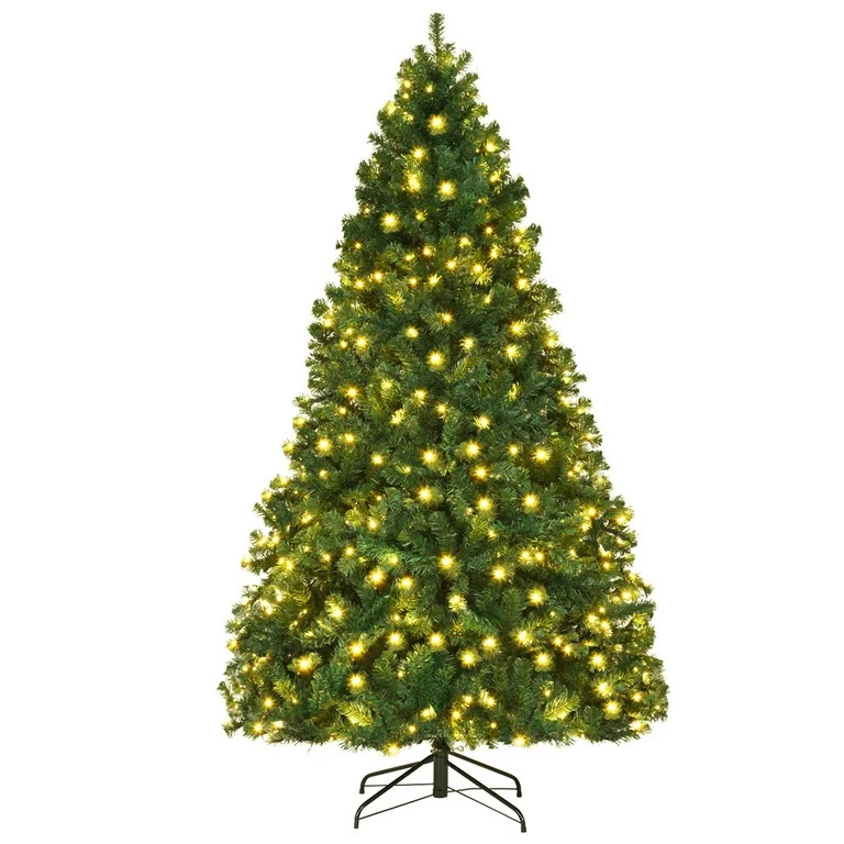 Costway COST00559 7.5Ft Pre-Lit PVC Artificial Christmas Tree Hinged w/ 400 LED Lights & Stand Ne... | Walmart (US)