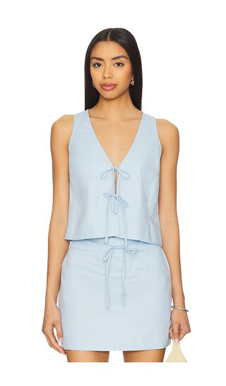 Pandora Tie Crop Top in Sky Blue | Revolve Clothing (Global)