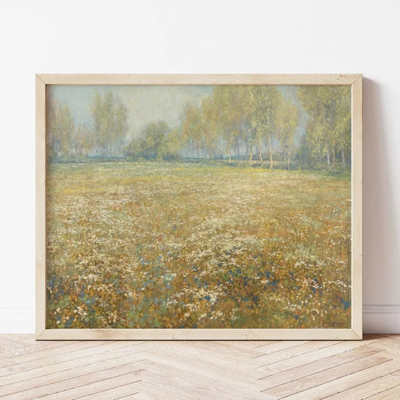 Meadow Painting, Vintage Landscape, Instant Download, Digital Print, Printable Wall Art | Etsy (US)