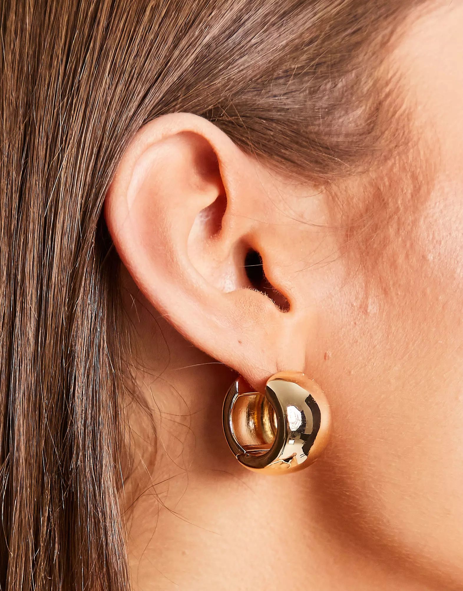 ASOS DESIGN hinge hoop earrings with sleek wide design in gold tone | ASOS (Global)