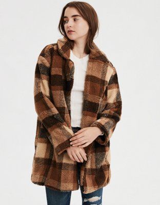 AE  Faux Sherpa Plaid Coat | American Eagle Outfitters (US & CA)