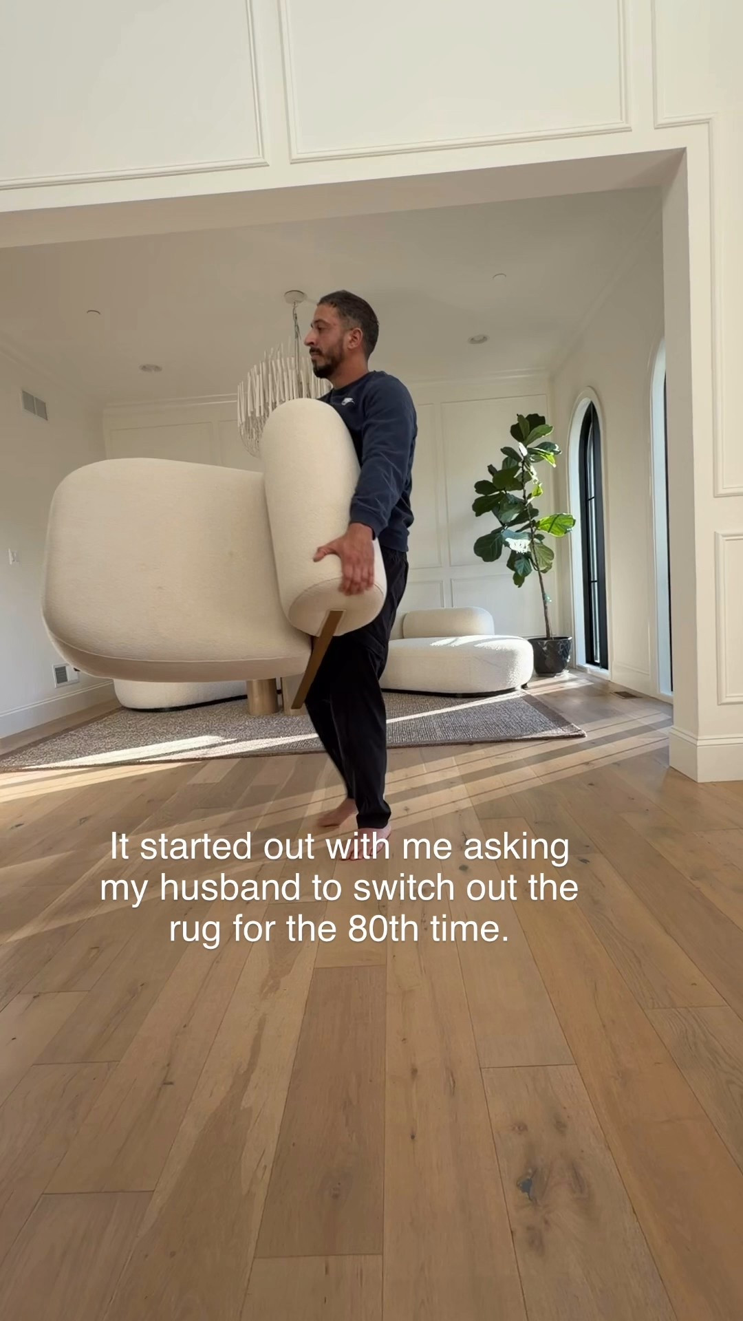 Conversation room rug, curved sofa, coffee table 

#LTKHome