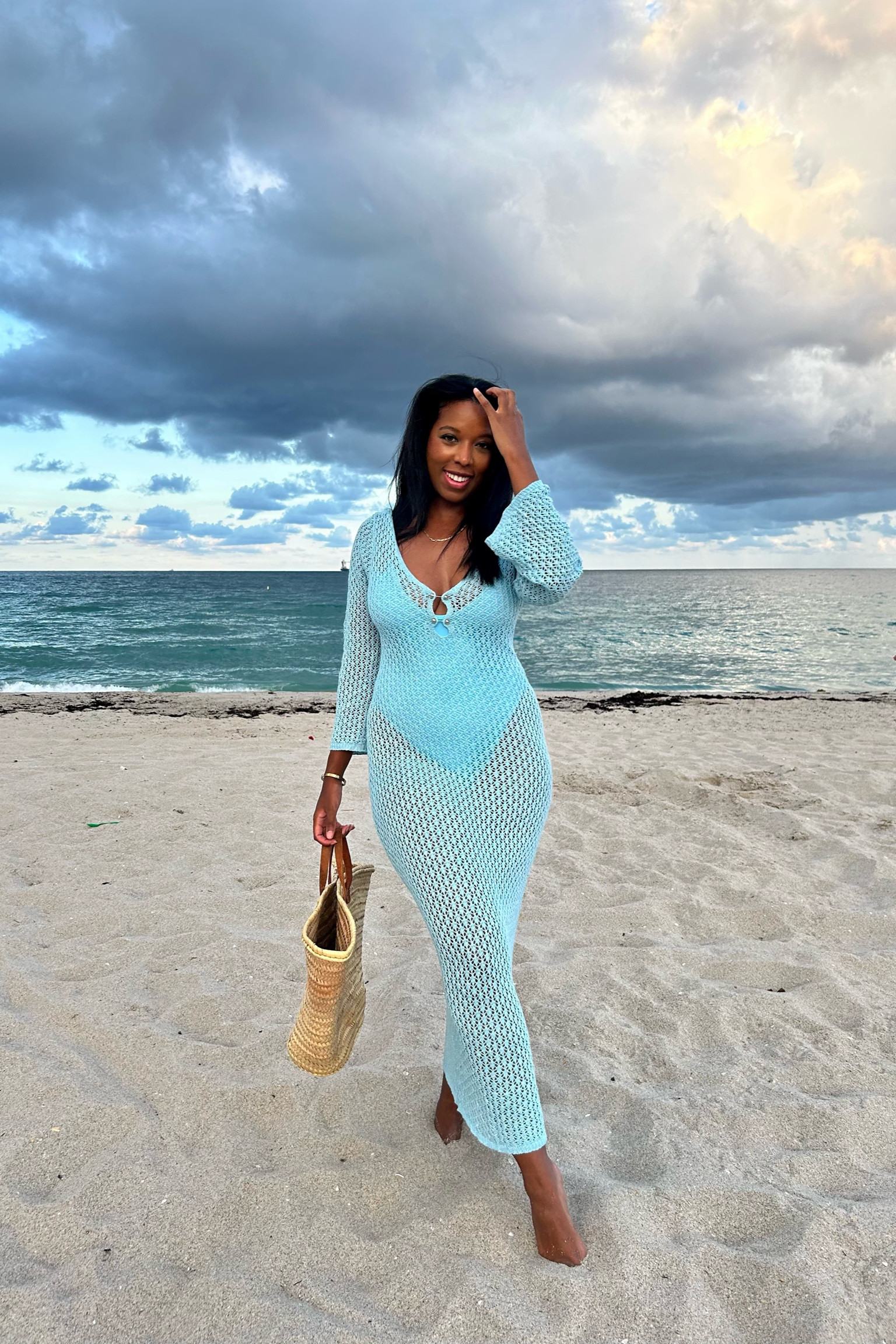 The cutest crotchet cover up and one piece swimsuit 😍
Bathing suit is very cheeky
Straw bag/beach outfit/resort wear 

#LTKSwim #LTKStyleTip #LTKTravel