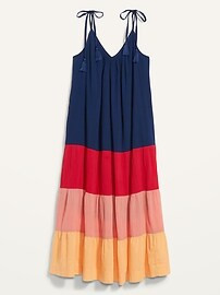 Sleeveless Tasseled Color-Block All-Day Maxi Swing Dress for Women | Old Navy (US)
