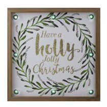 11.75" Wooden Framed "Have a Holly Jolly Christmas" with a Green Wreath and Glitter Christmas Pla... | Walmart (US)