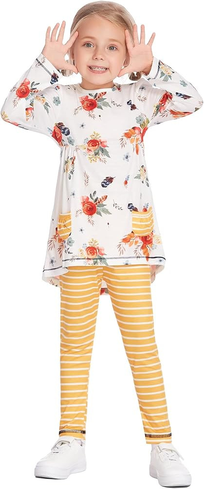 Arshiner Little Girls' Pajama Sets Clothing Sets Bunny Long Sleeve Outfits 2 PCS Top Leggings Set... | Amazon (US)