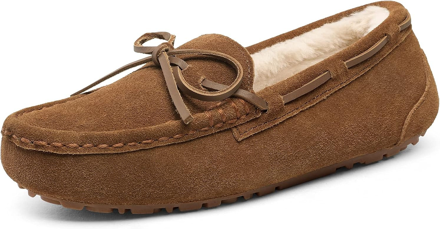 DREAM PAIRS Women's House Slippers Indoor Outdoor Moccasin Fuzzy Fluffy Furry Loafers Suede Leath... | Amazon (US)