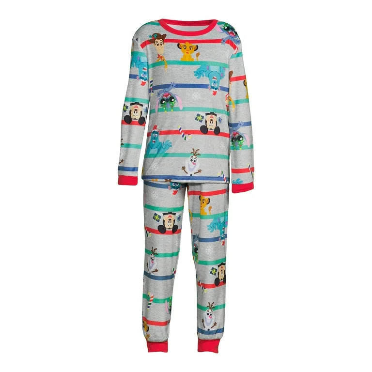Disney 100 Boys' Cute Stripe Long Sleeve Top and Pants, 2-Piece Sleep Set, Sizes 4-12 | Walmart (US)