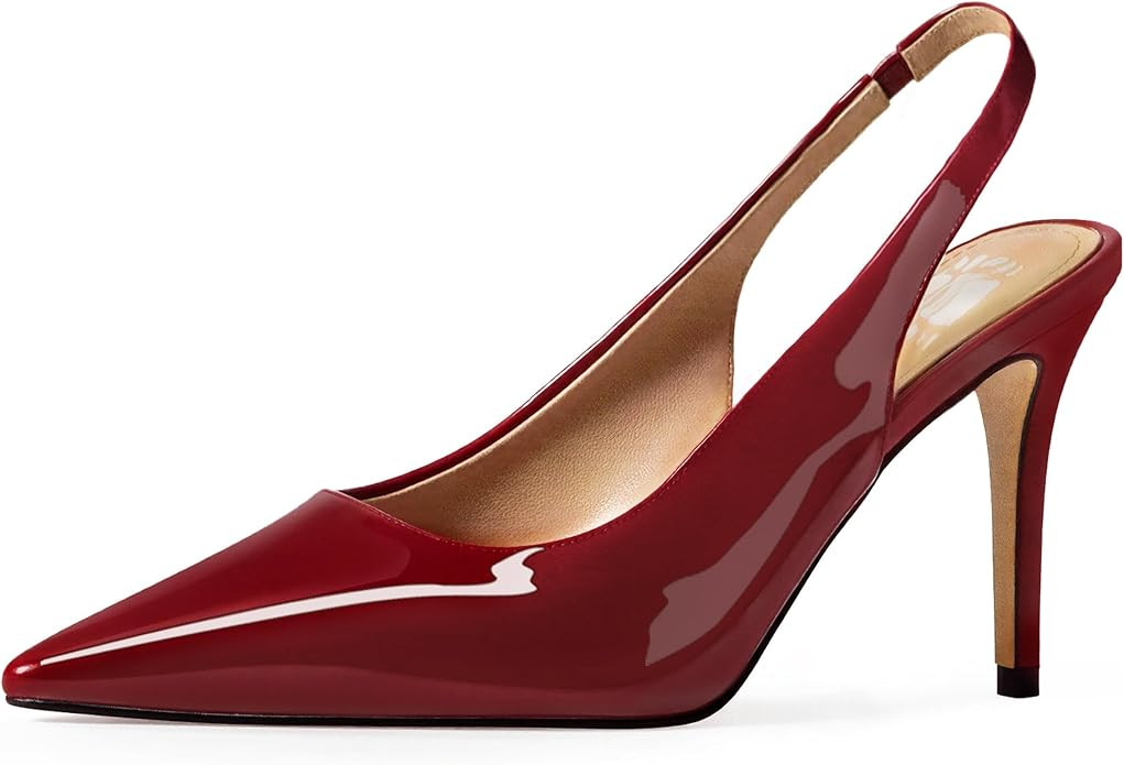 heelchic Slingback Heels for Women Pointed Toe Stiletto Heel Closed Toe Pumps Slip on High Heels ... | Amazon (US)