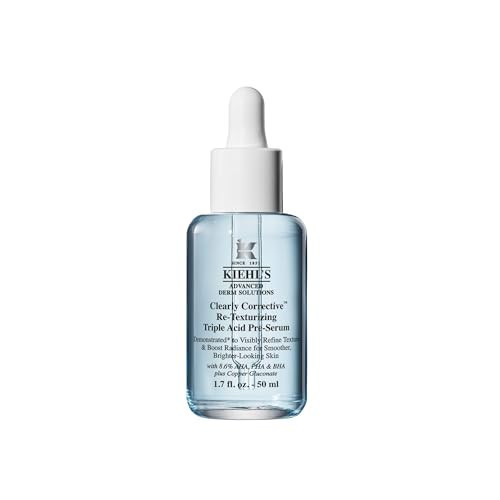 Kiehl's Clearly Corrective Daily Re-Texturizing Triple Acid Peel Serum, Gentle Exfoliating Facial Peel, Smoothes Texture, Primes Skin, with Salicylic Acid, Glycolic Acid, Lactic Acid - 1.7 fl oz | Amazon (US)