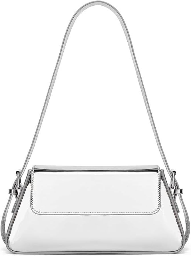 Silver Metallic Evening Bag for Women Y2K Silver Leather Shoulder Bags Sparkle Purse for Prom Wed... | Amazon (US)