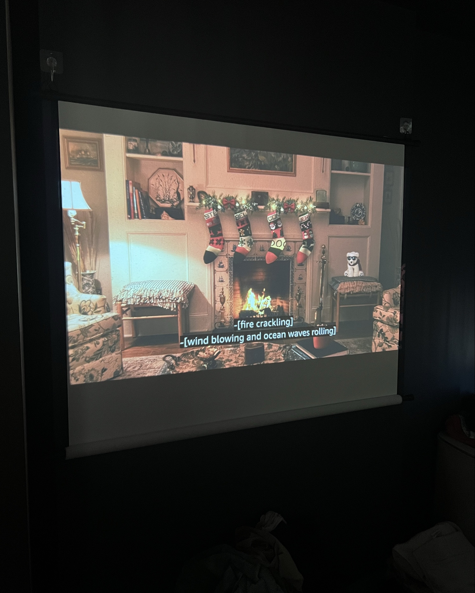 The projector screen in use and the view from my bed 🥰 the screen rolls up to the bar 🙌🏾 makes for the perfect cosy date night where you don’t even need to leave home 😝

Home projector, home cinema, cosy bedroom, navy blue bedroom decor, primary bedroom 

#LTKdatenight #LTKuk #LTKhome