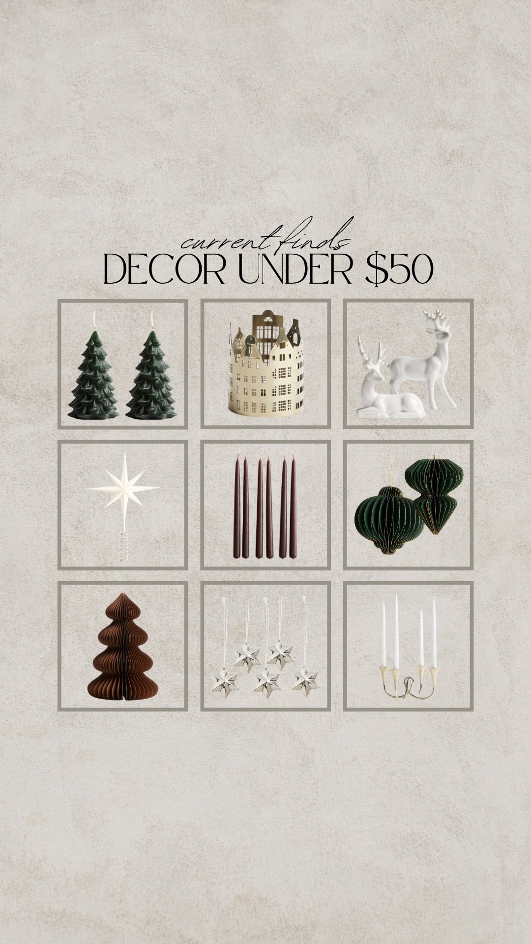 Holiday decor, Christmas decor, paper ornaments, tapered candles, star ornaments, tree topper, tea light holder, white reindeer, reindeer statue, gold candelabra, paper tree, star tree topper, tree candle, silver ornaments, green ornaments

#LTKGiftGuide #LTKFindsUnder50 #LTKHoliday