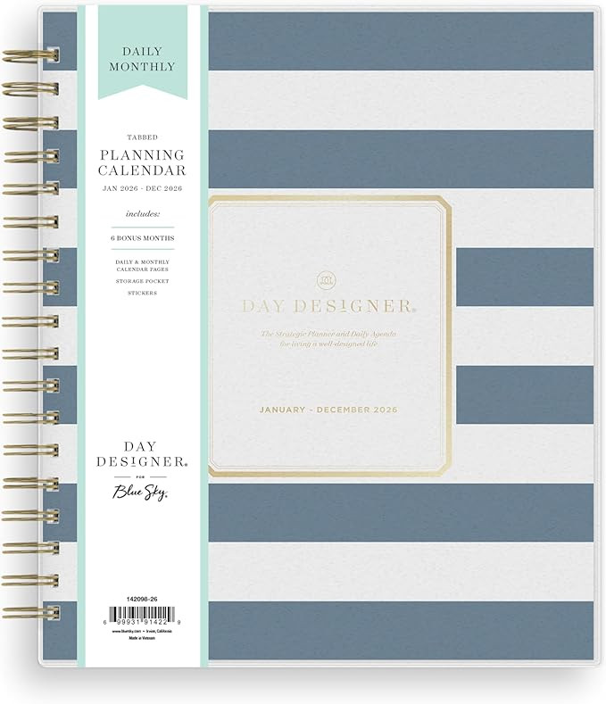 Blue Sky Day Designer 2026 Daily and Monthly Planner Calendar, January 2026 - December 2026, 8" x... | Amazon (US)