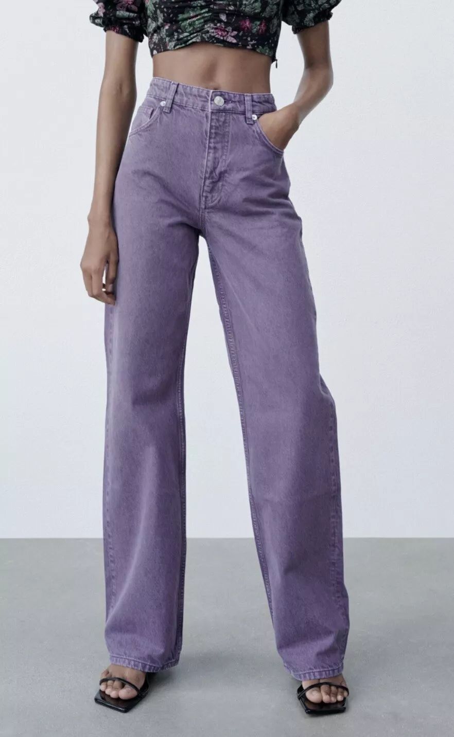 Zara NWT Highrise Wide Leg Jeans Purple Size 34 - 5039 599 308  | eBay | eBay US